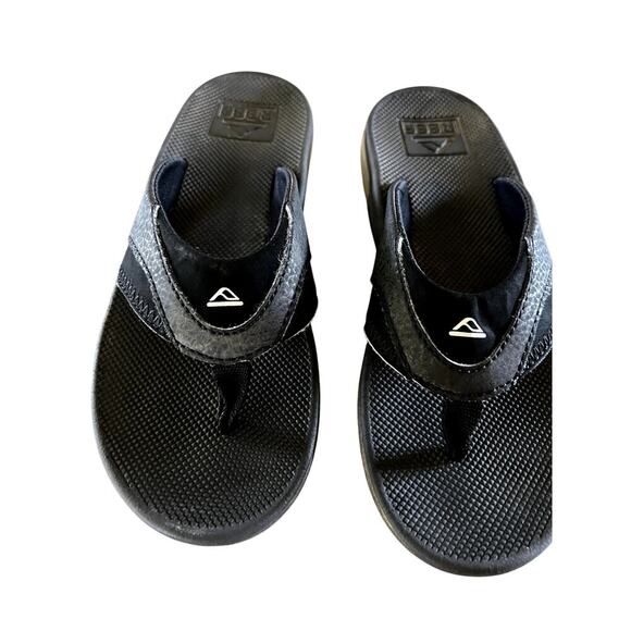 Reef Fanning black thong, flip flops, slip on sandals, Kids size 2 - Picture 2 of 6